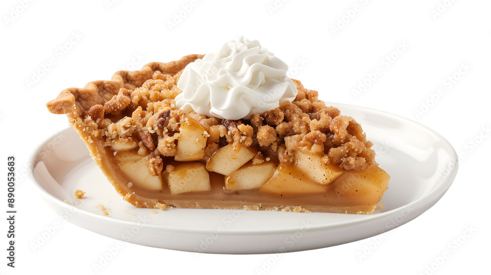 Slice of Classic Apple Pie Streusel Whipped Cream Topping Plate Transparent Background Slice of Classic Apple Pie Streusel Whipped Cream Topping Plate Transparent Background