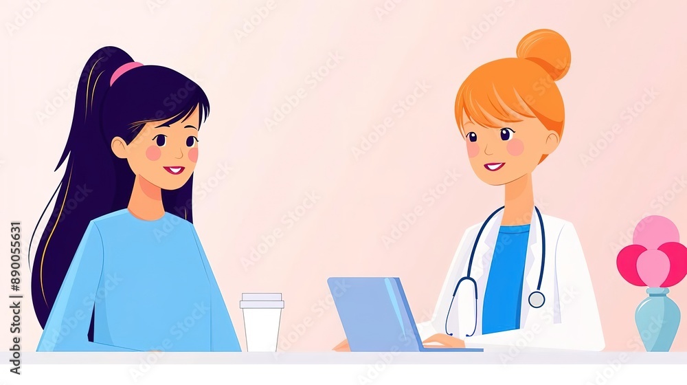 Smiling doctor talking to a patient in an office setting. Smiling doctor talking to a patient in an office setting.