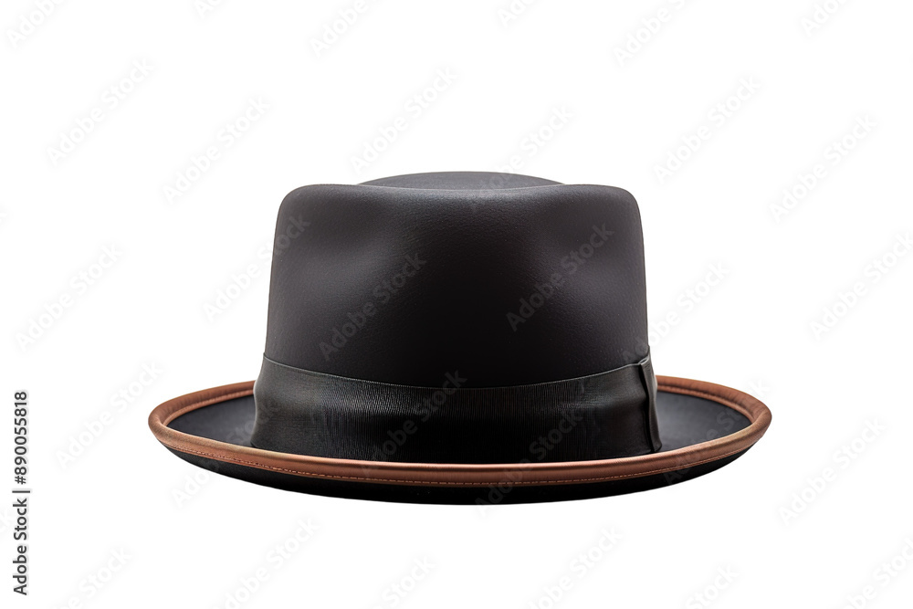 A Timeless Black Fedora With a Touch of Copper on a Clear PNG or White Background. A Timeless Black Fedora With a Touch of Copper on a Clear PNG or White Background.