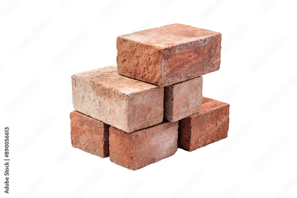 A Stack of Red Bricks Against a White Background on a Clear PNG or White Background. A Stack of Red Bricks Against a White Background on a Clear PNG or White Background.
