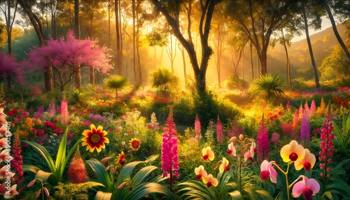 Awakening Splendor: A Sunrise Amidst Asia's Floral Forests