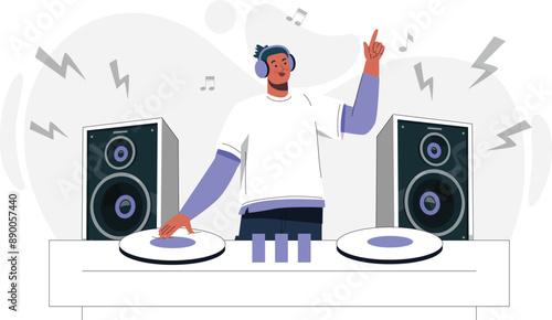 Dj Booth Flat Style Illustration