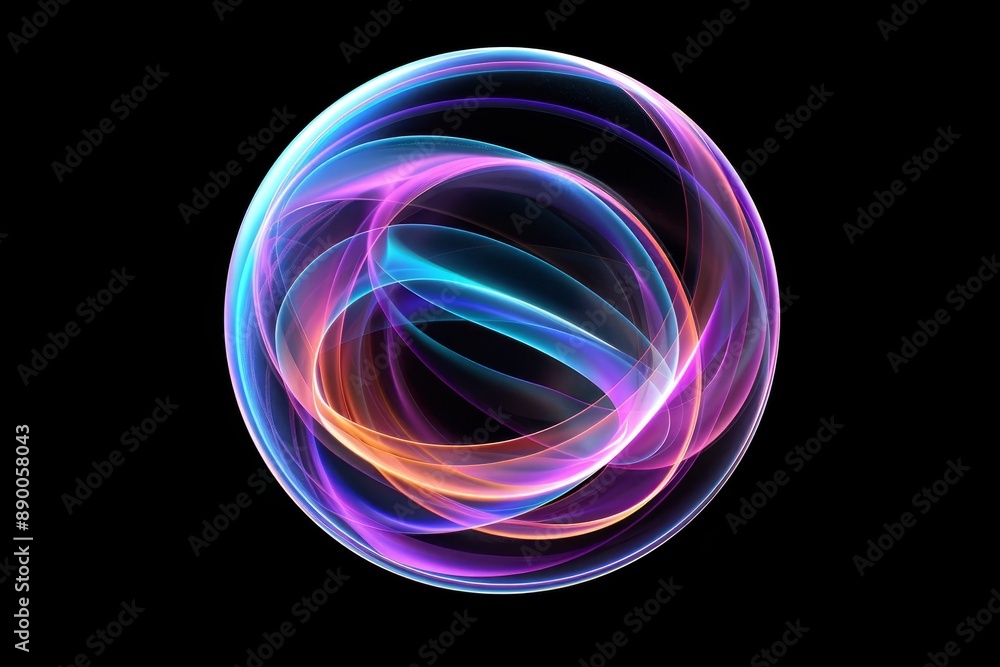 An abstract sphere with vibrant neon colors swirling around, creating a futuristic and dynamic glowing effect, perfect for digital art and design An abstract sphere with vibrant neon colors swirling around, creating a futuristic and dynamic glowing effect, perfect for digital art and design
