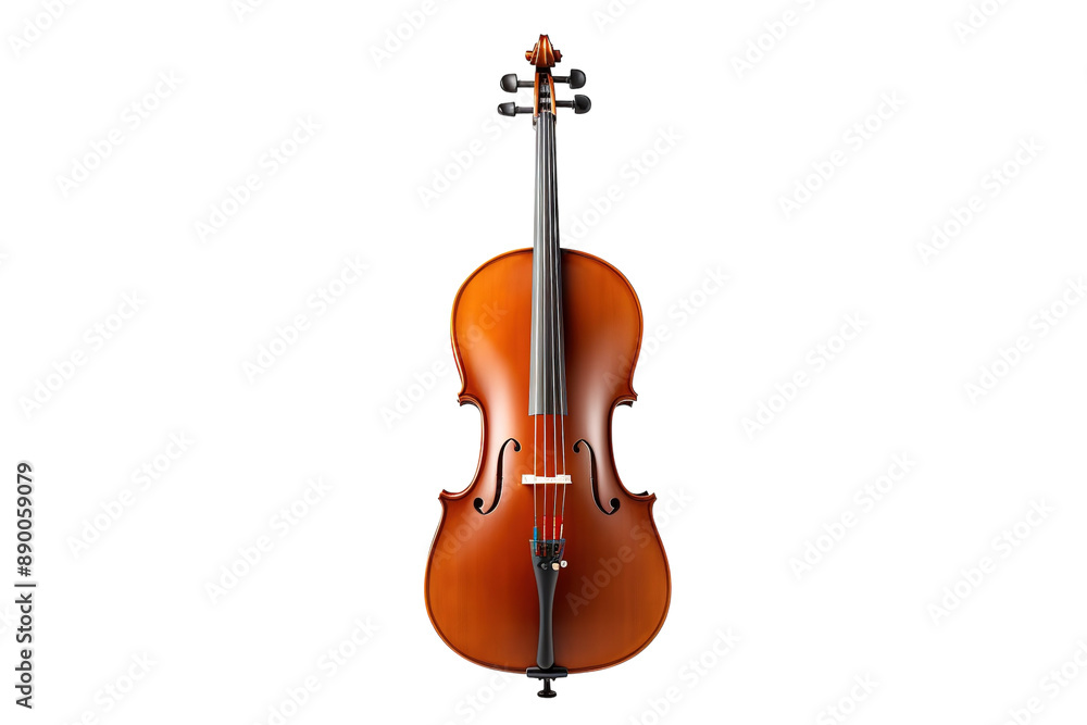 Fototapeta premium A Classic Cello Rests in Silent Anticipation of Melodies Yet to Be Played on a Clear PNG or White Background.