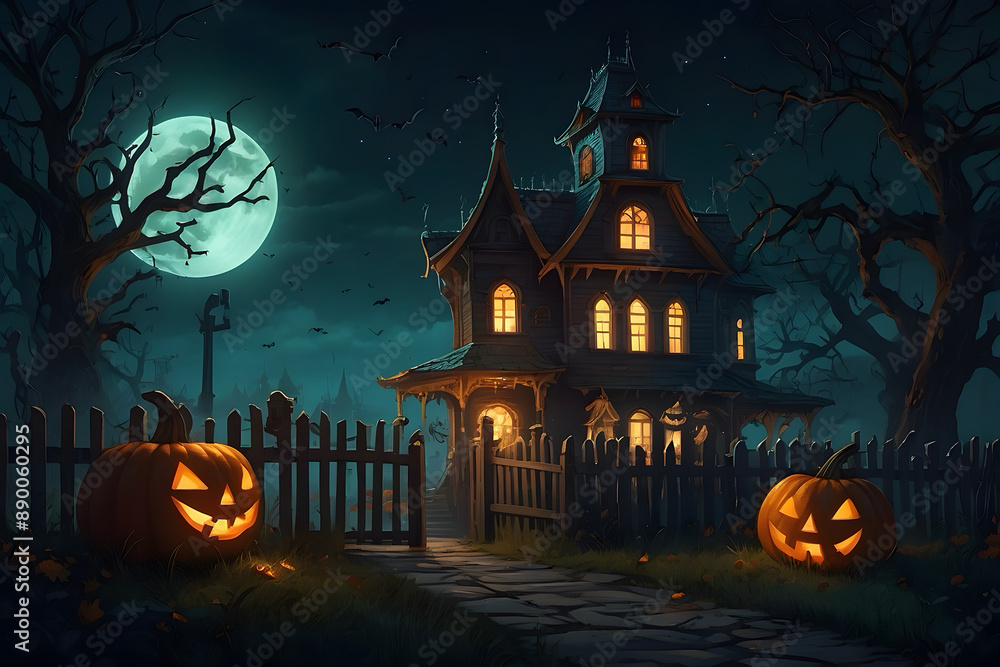 Fototapeta premium Halloween themes greeting card designs