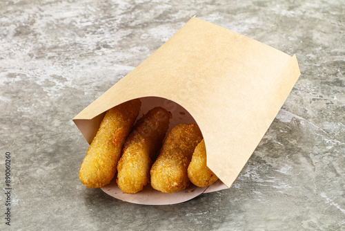 Breaded cheese sticks snack appetizer photo