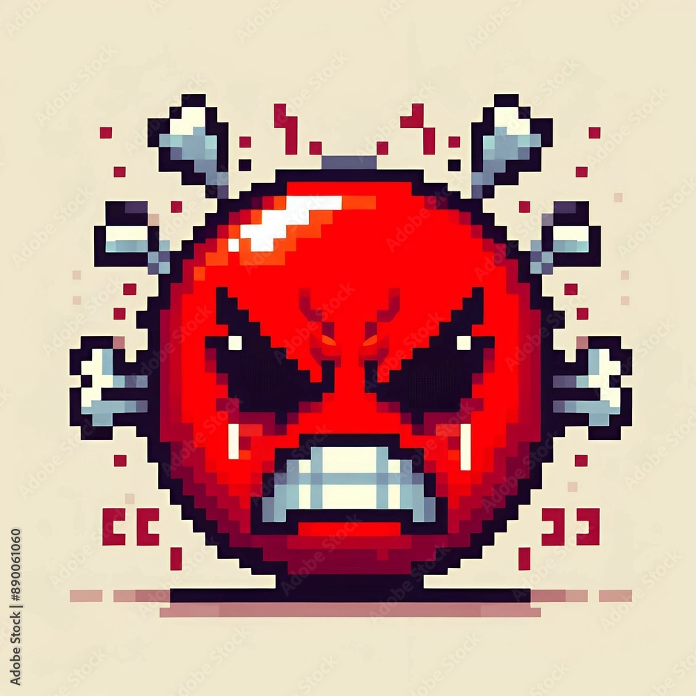 Fototapeta premium cartoon image of a red angry emoji