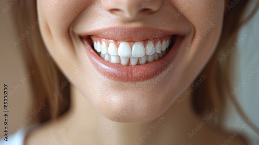 A woman with a big smile on her face, showing off her teeth A woman with a big smile on her face, showing off her teeth