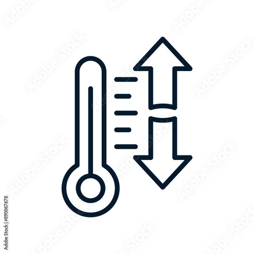 Temperature regulation concept. Vector linear icon isolated on white background.
