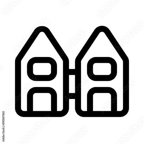 town house icon with line style, perfect for user interface projects photo