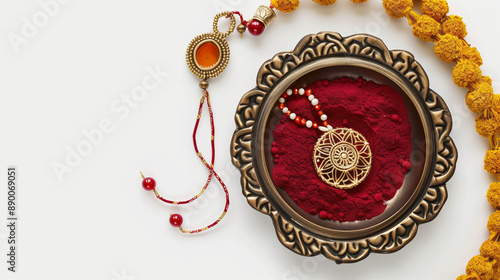 Rakhi with a small photo frame, on white background