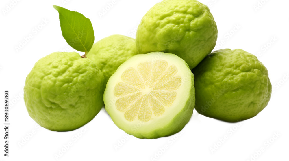 Fototapeta premium a group of limes with one cut in half