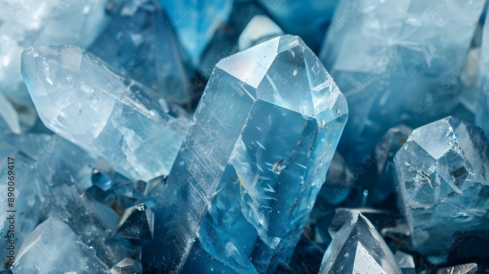 Close-up of natural mineral aquamarine crystals Close-up of natural mineral aquamarine crystals