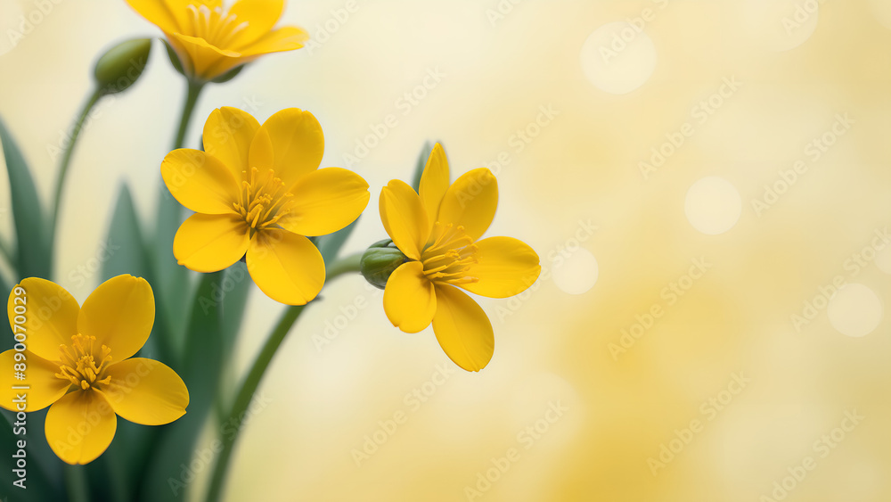 spring yellow flowers close up on abstract light backdrop spring yellow flowers close up on abstract light backdrop