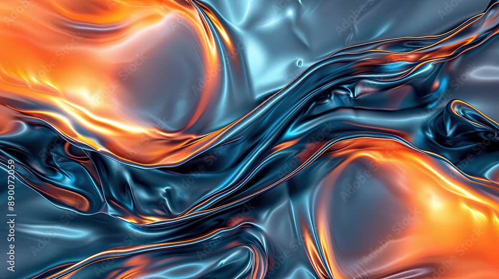 3D render beautiful folds of foil with gradient iridescent blue red color in full screen, as clean fabric abstract background. Simple soft material with crease like waves on liquid surface. 3D render beautiful folds of foil with gradient iridescent blue red color in full screen, as clean fabric abstract background. Simple soft material with crease like waves on liquid surface.