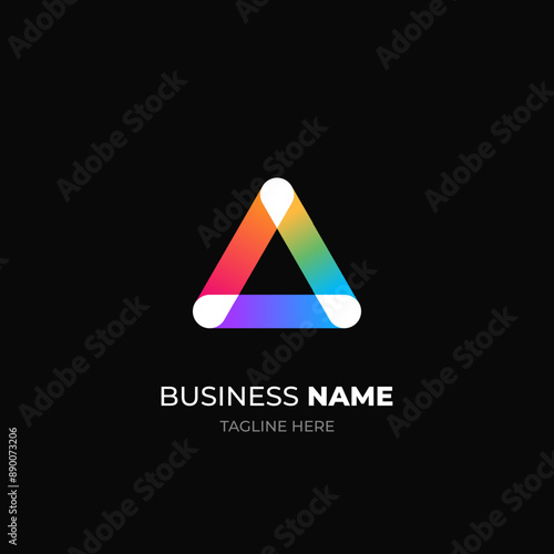 logo design with color bar and merge on white point. prism logo design for digital business.