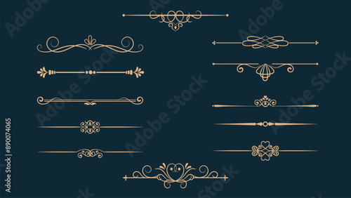 Elegant jwellery luxury ornament text dividers. Ornamental Gold Dividers for text and objects. vector design