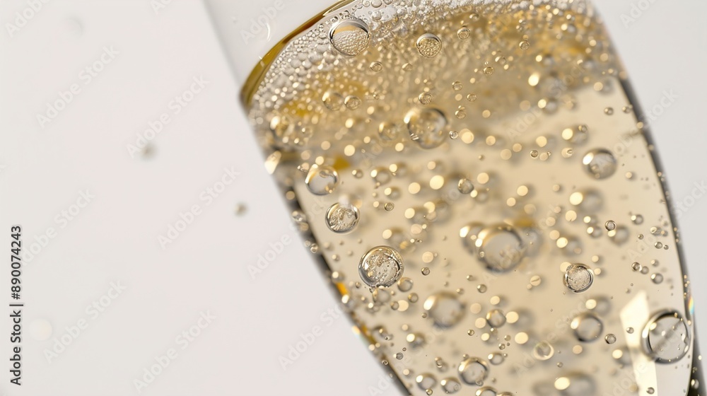 A close-up of a champagne flute filled with effervescent bubbles, captured in exquisite detail against a pristine white background, promising a taste of celebration. A close-up of a champagne flute filled with effervescent bubbles, captured in exquisite detail against a pristine white background, promising a taste of celebration.