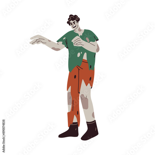 Zombie, Halloween costume. Scary creepy Helloween character disguised in dead...
