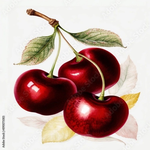 cherry with leaves