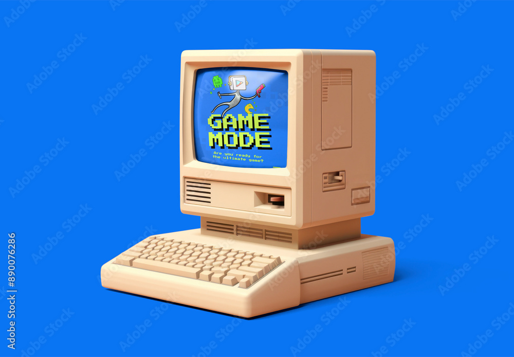 Screen Vintage Computer Mockup With Generative AI Stock Template ...