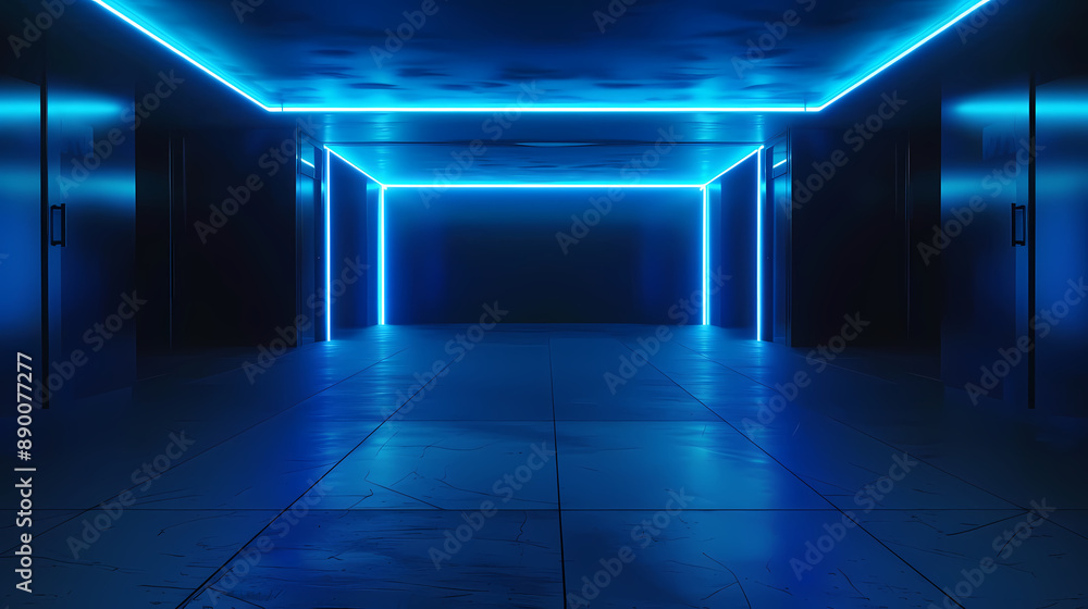 Empty blue corridor Empty blue corridor