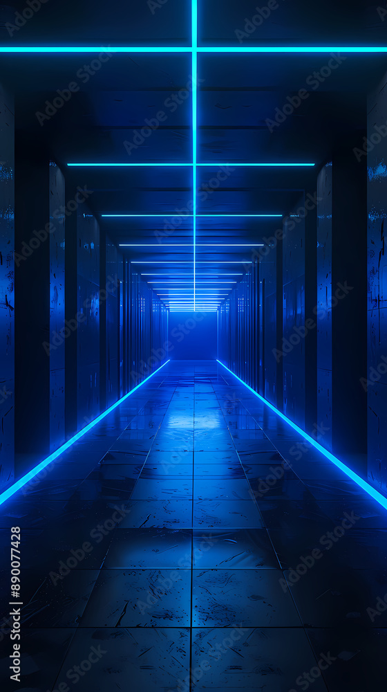 Fototapeta premium Empty blue corridor