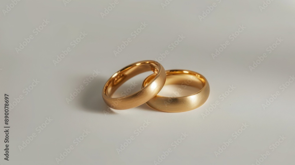 Pair of gold Wedding ring on a white background, macro shot. Pair of gold Wedding ring on a white background, macro shot.