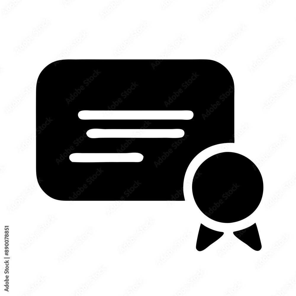 certification, Black vector Icon, Minimalist, Black and White certification, Black vector Icon, Minimalist, Black and White