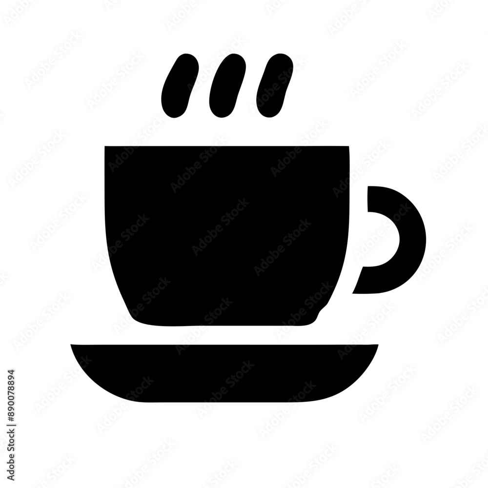 coffee-cup, Black vector Icon, Minimalist, Black and White