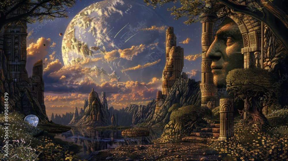 Fantasy alien planet. 3D illustration Fantasy alien planet. 3D illustration