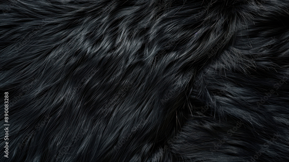 Naklejka premium Smooth and luxurious black fur texture background, exuding elegance and sophistication