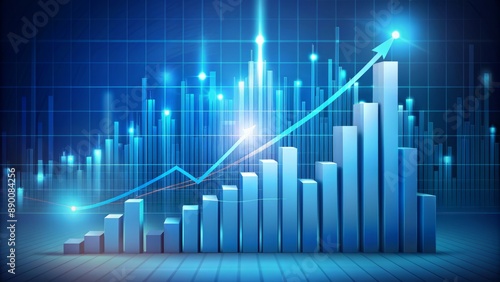 Wallpaper Mural Business concept visualized with a growing graph and charts on a blue background, symbolizing financial success, investment, and strategic planning for corporate growth. Torontodigital.ca