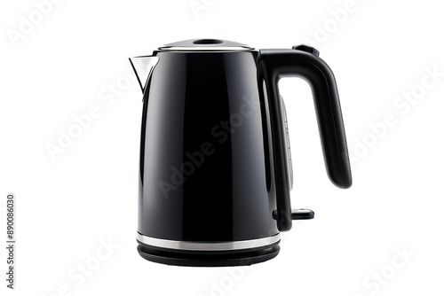 A Sleek Black Electric Kettle Ready for Boiling Water on a Clear PNG or White Background. photo