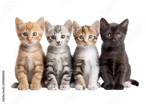 4 kittens sitting beside each other, cat, pet, adorable, sweet, friendship, cute photo