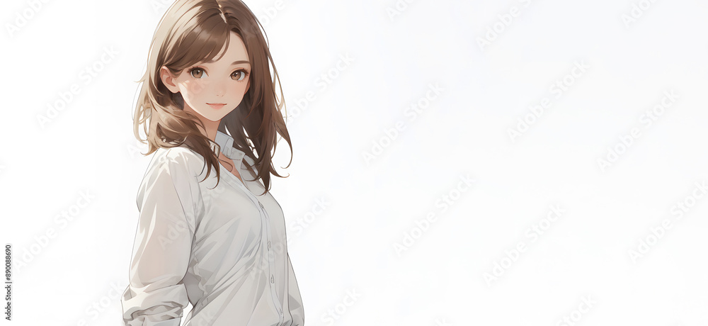 Φωτογραφία 白いカッターシャツを着た女性のイラスト