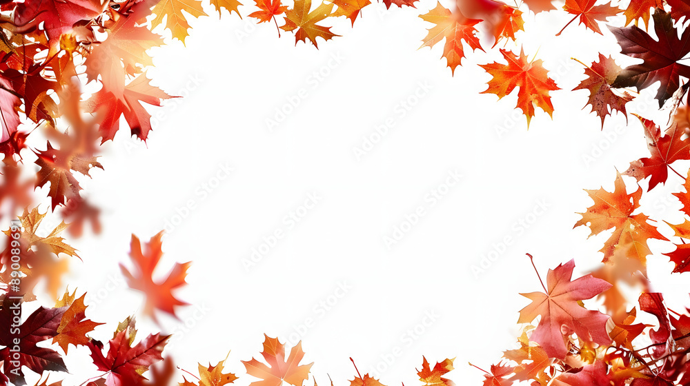 Autumn themed frame on white background with space for text or design Autumn themed frame on white background with space for text or design