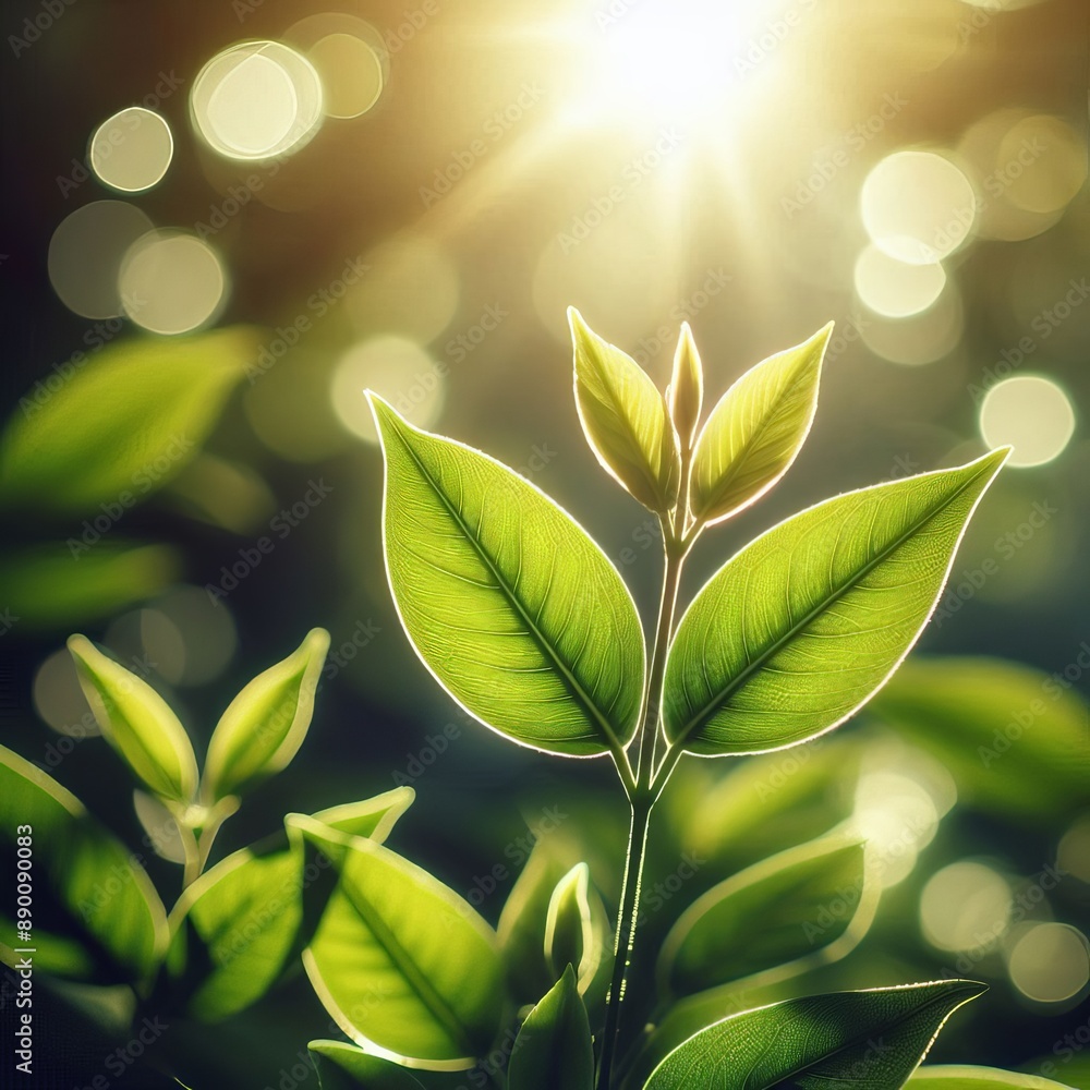 Young green leaf in sunlight as a nature background Young green leaf in sunlight as a nature background