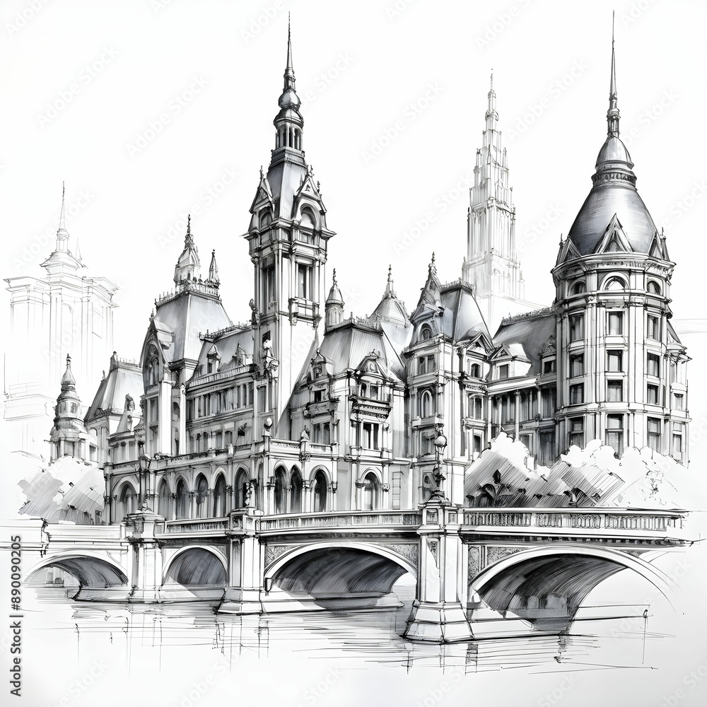 Obraz premium Sketch of a building