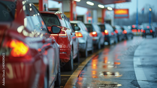 Cars waiting their turn to refuel. 