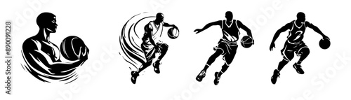 silhouette of a athlete basket ball