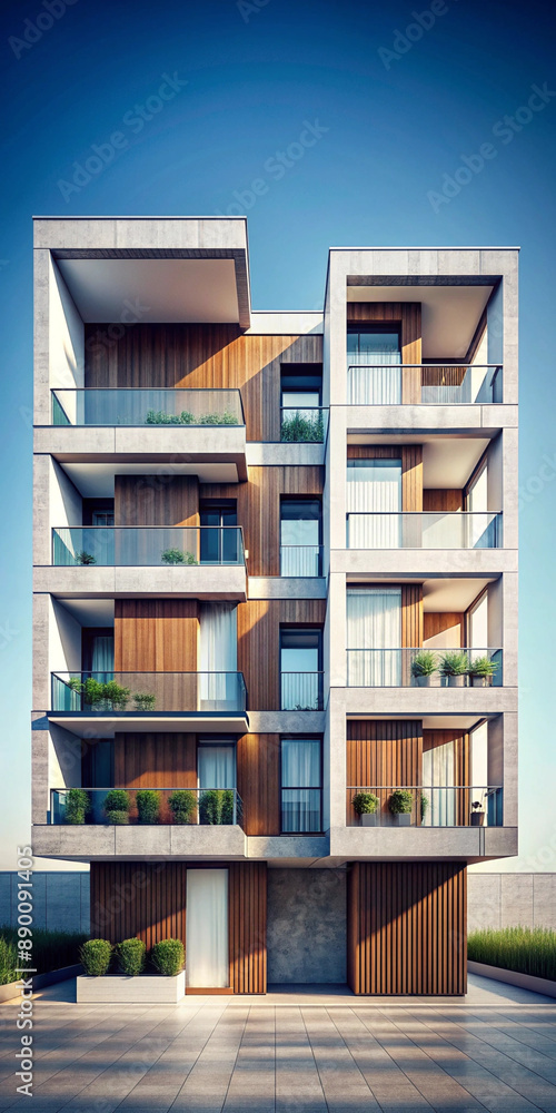 A minimalist, modern building with clean lines and large windows, showcasing contemporary architectural design against a clear blue sky A minimalist, modern building with clean lines and large windows, showcasing contemporary architectural design against a clear blue sky