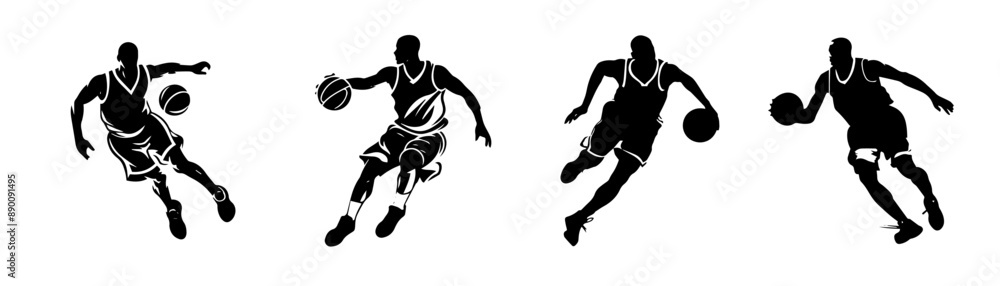 silhouette of a athlete basket ball silhouette of a athlete basket ball