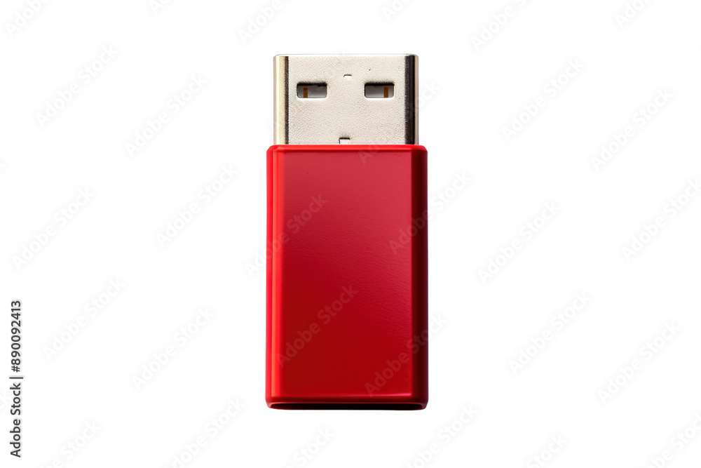A Crimson Flash Drive Standing Proudly Against a Crisp White Background on a Clear PNG or White Background. A Crimson Flash Drive Standing Proudly Against a Crisp White Background on a Clear PNG or White Background.