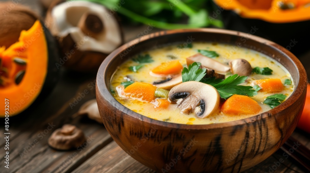 The national cuisine of Thailand. Thai coconut and lemon soup. The national cuisine of Thailand. Thai coconut and lemon soup.