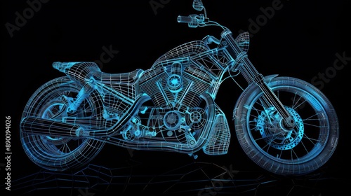 Wireframe Motorcycle Render photo