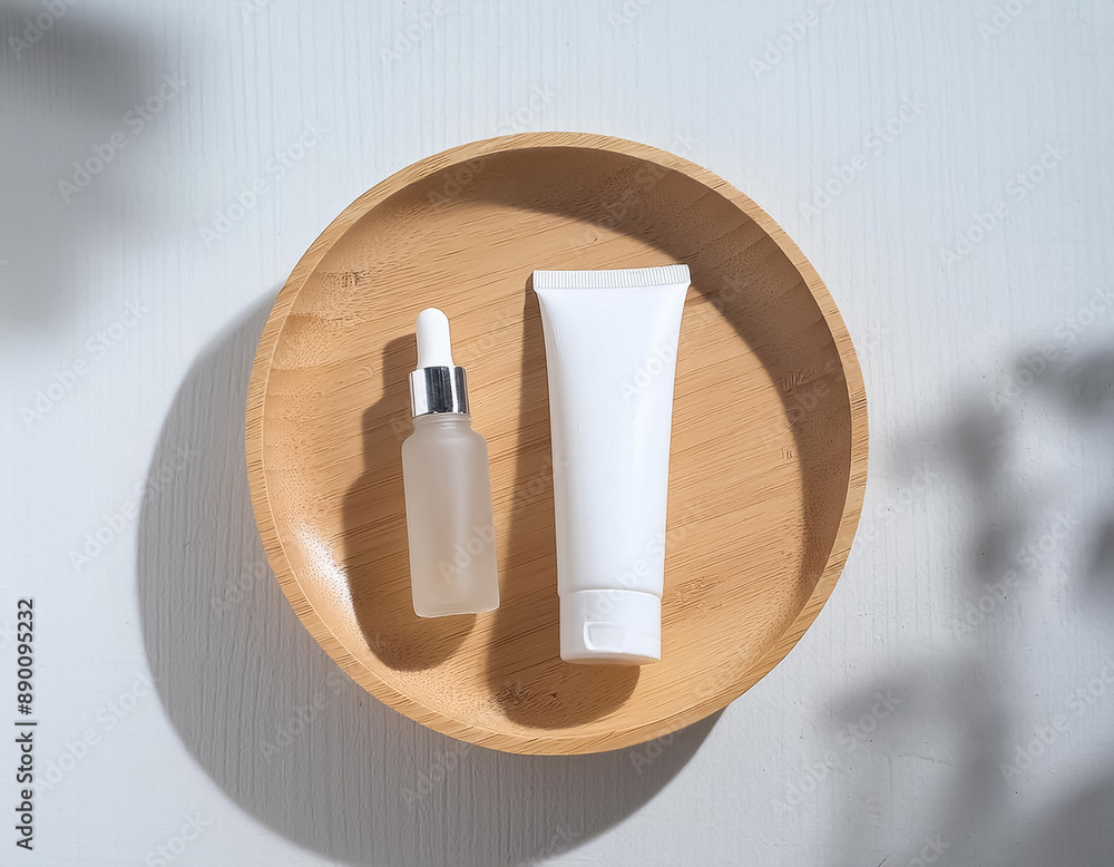 Naklejka premium cosmetic fashion cream lotion liquid bottle tube product packaging and long shadow on white 6.jpg