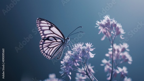 Butterfly on Delicate Pink Flowers