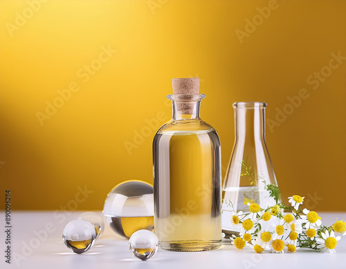 Cosmetics of Feverfew Tanacetum Parthenium Extract Bottle photo