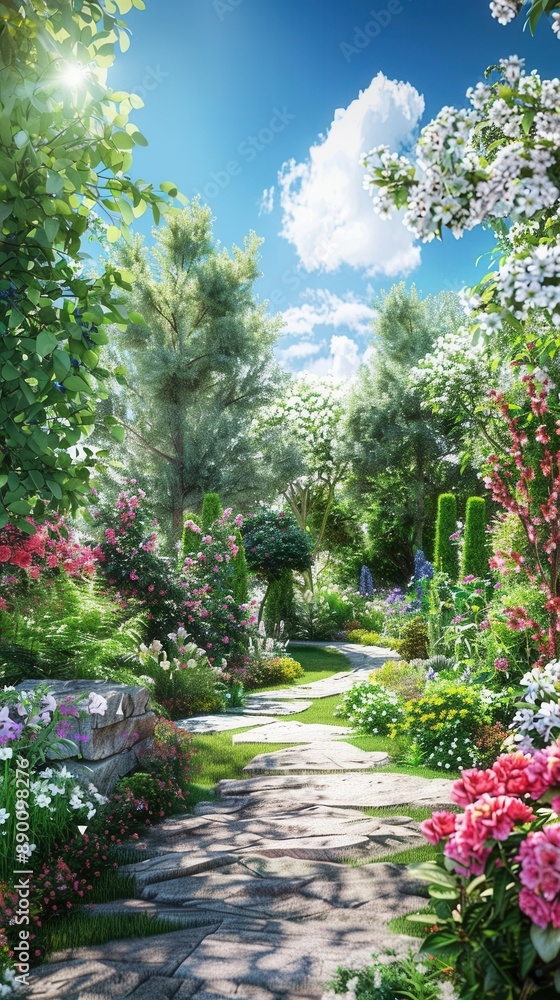 Vibrant Blooms in a Lush Garden. Serene Natural Beauty concept Vibrant Blooms in a Lush Garden. Serene Natural Beauty concept